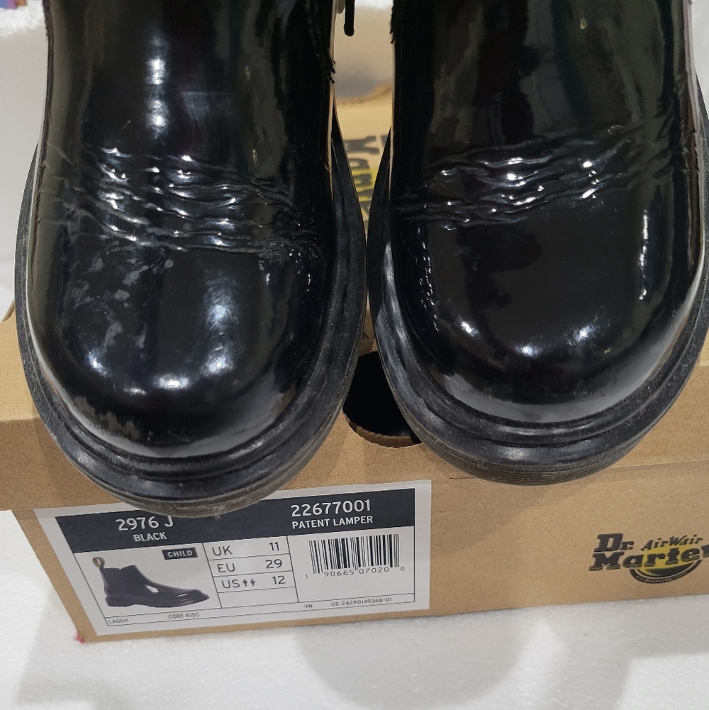 Dr. Martens Glossy Black Junior 2976 Patent Chelsea Boots SZ 12